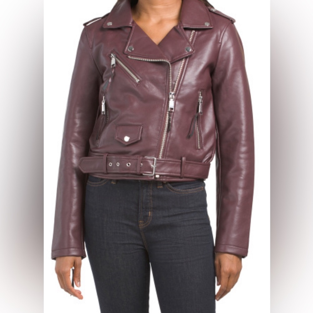 Rebecca Minkoff Burgundy Biker Jacket